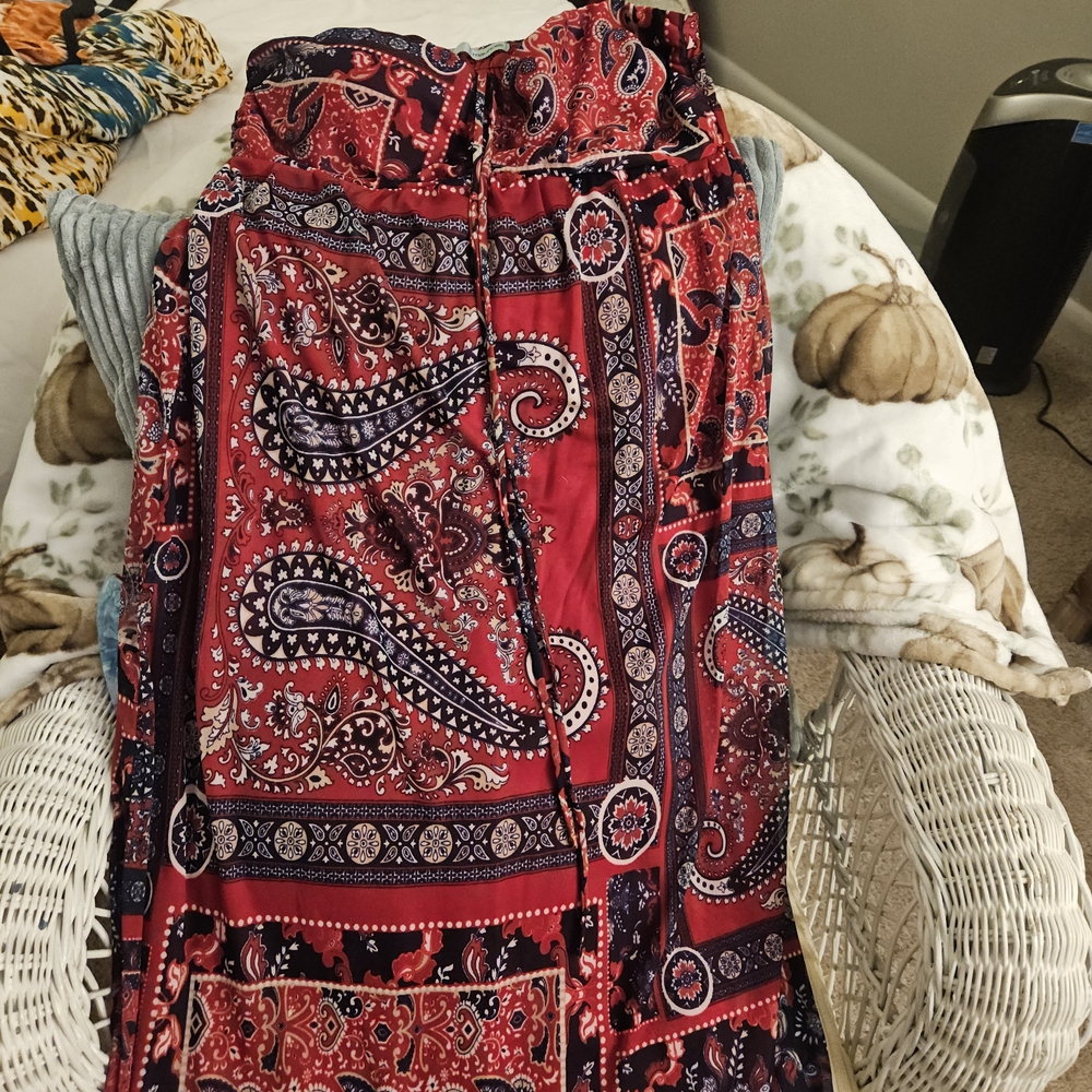 Maurices Red and Blue Paisley Maxi Dress